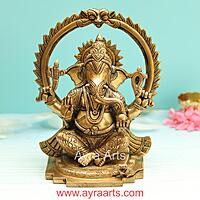 Brass Ganesh Idol - 8.5 Inch Height