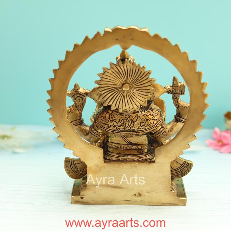 Brass Ganesh Idol - 8.5 Inch Height