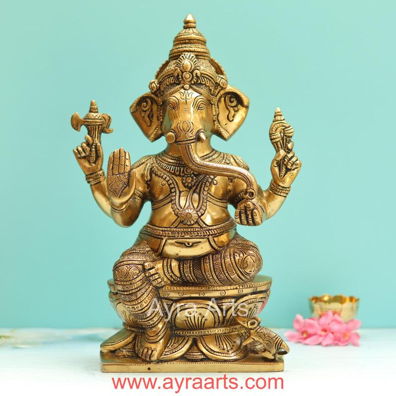Brass Ganesh ldol - 12.5 Inch Height