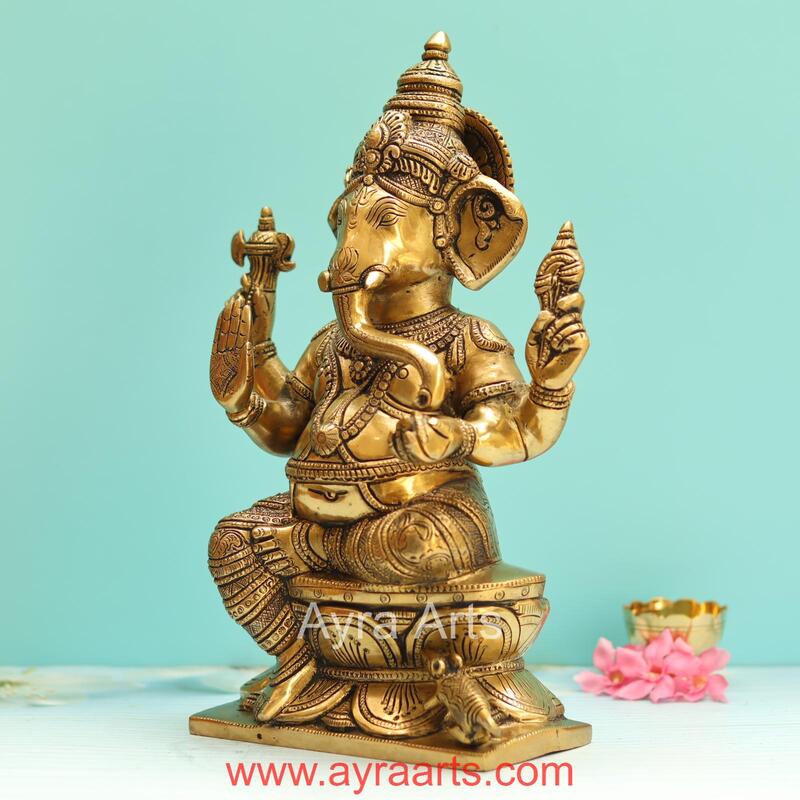 Brass Ganesh ldol - 12.5 Inch Height