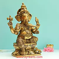Brass Ganesh ldol - 12.5 Inch Height