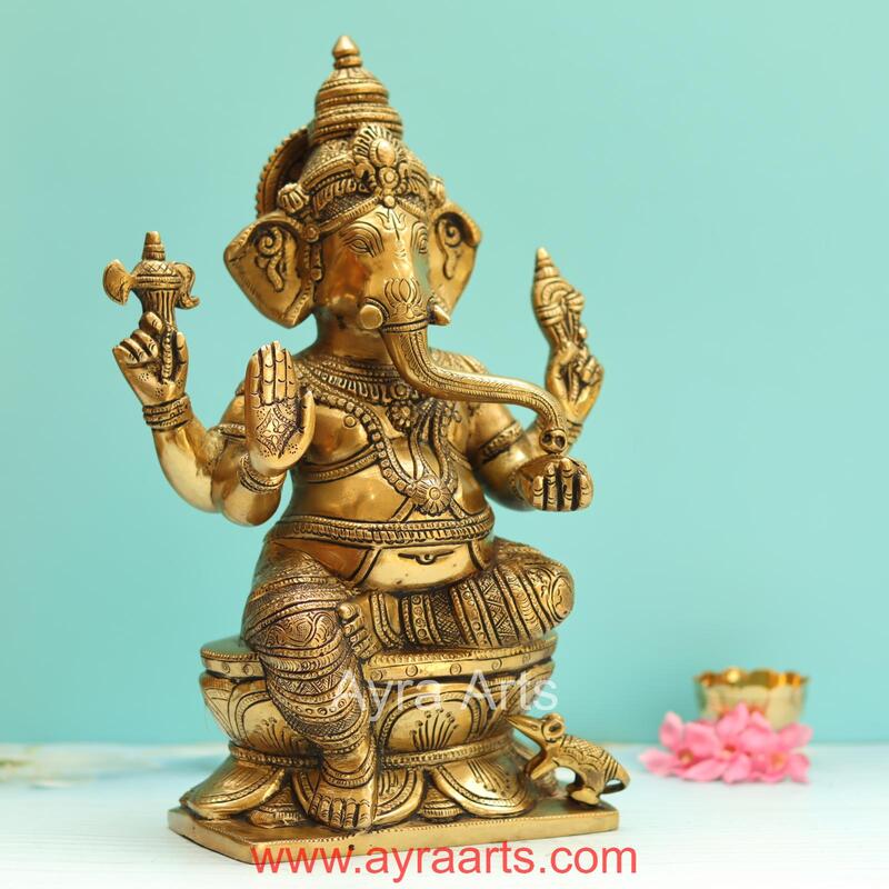 Brass Ganesh ldol - 12.5 Inch Height