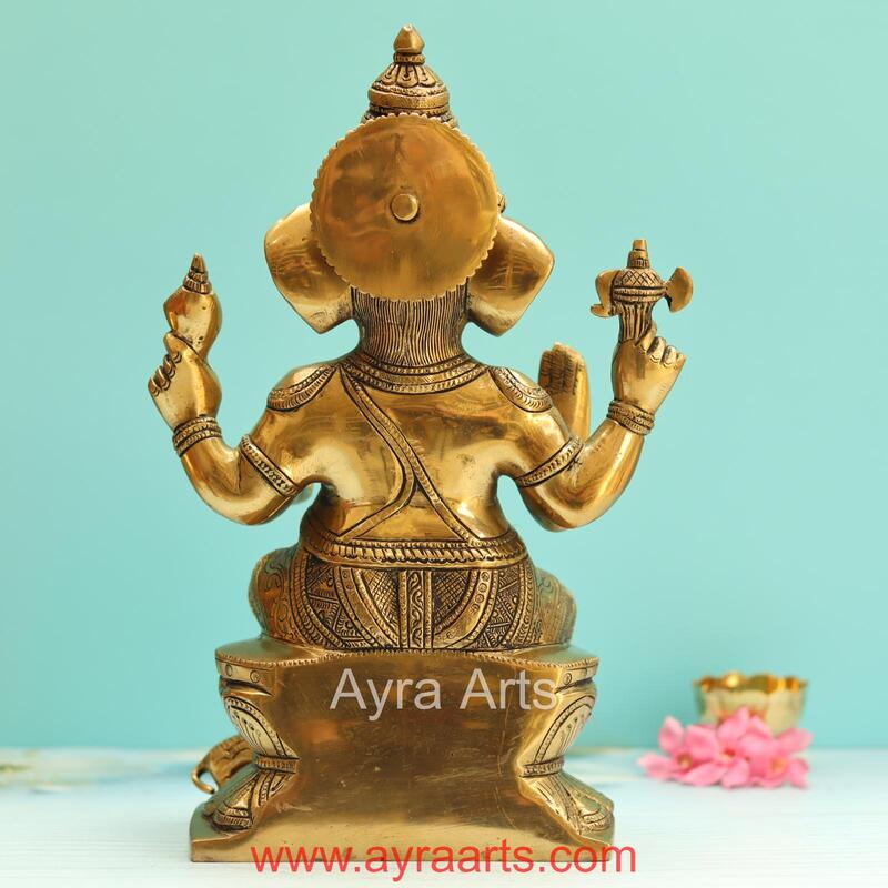 Brass Ganesh ldol - 12.5 Inch Height