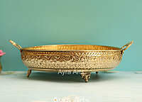 Brass Carving Fruit Basket Plate for Home Decoration - 12 Inch Length