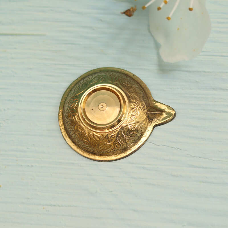 Brass Design Embossed Daily Use Diya - 3 Inch Length