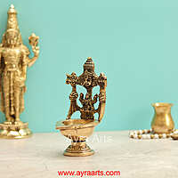 Lakshmi Sametha Tirupati Balaji Brass Diya - 6.2 Inch Height