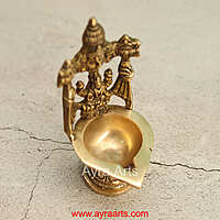 Lakshmi Sametha Tirupati Balaji Brass Diya - 6.2 Inch Height