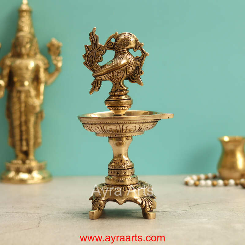 Brass Bird Lamp - 8 inch Height | Delicate Brass Bird Table Lamp for Charming Decor