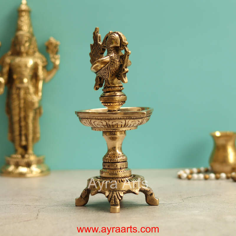 Brass Bird Lamp - 8 inch Height | Delicate Brass Bird Table Lamp for Charming Decor