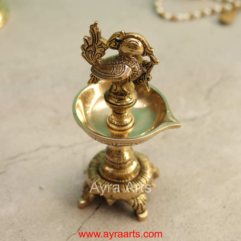 Brass Bird Lamp - 8 inch Height | Delicate Brass Bird Table Lamp for Charming Decor