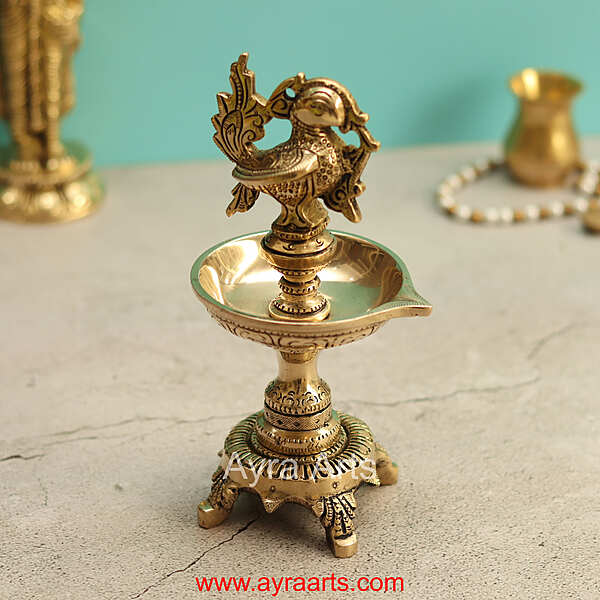 Brass Bird Lamp - 8 inch Height | Delicate Brass Bird Table Lamp for Charming Decor