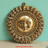 Brass Surya Sun Wall Hanging For Positivity - 8 Inch Height