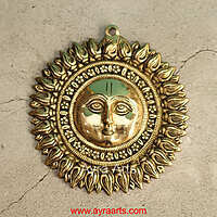 Brass Surya Sun Wall Hanging For Positivity - 8 Inch Height
