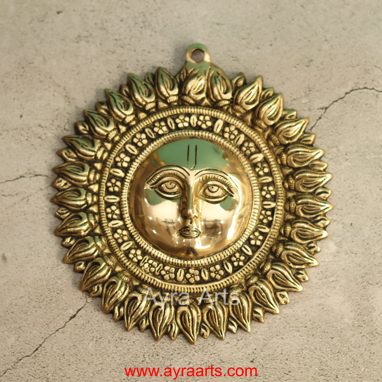Brass Surya Sun Wall Hanging For Positivity - 8 Inch Height