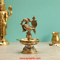 Brass Annapakshi Peacock Diya - 6 Inch Height