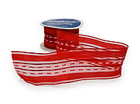 Yellow Sheer Ribbon with Lime Green Saddle Stitch Center