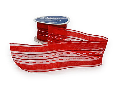 Yellow Sheer Ribbon with Lime Green Saddle Stitch Center