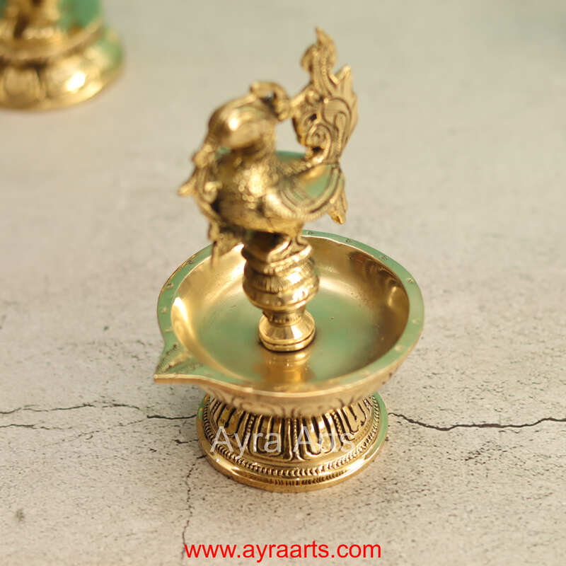 Brass Annapakshi Peacock Diya - 6 Inch Height
