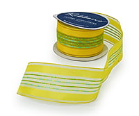 Yellow Sheer Ribbon with Lime Green Saddle Stitch Center