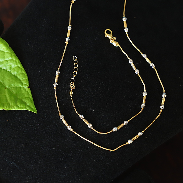 Gold finish with silver ball unique design chain with bracelet