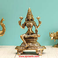 Brass Lakshmi Sitting On Chowki - 9 Inch Height