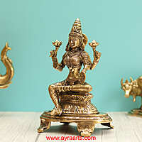 Brass Lakshmi Sitting On Chowki - 9 Inch Height