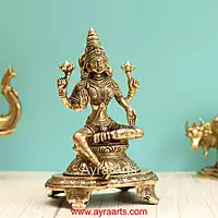 Brass Lakshmi Sitting On Chowki - 9 Inch Height
