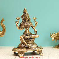 Brass Lakshmi Sitting On Chowki - 9 Inch Height