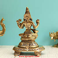 Brass Saraswati Devi Sitting On Chowki - 9 Inch Height