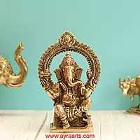 Brass Ganesha Idol - 8.2 Inch Height