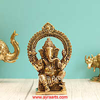 Brass Ganesha Idol - 8.2 Inch Height