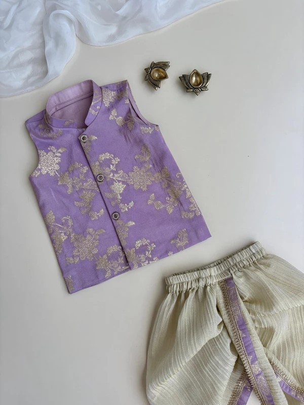 Lavender Lush Tissue Silk Kurta Dhoti Set