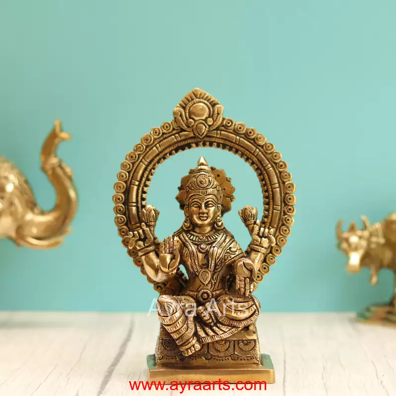 Brass Lakshmi Idol - 8.2 Inch Height