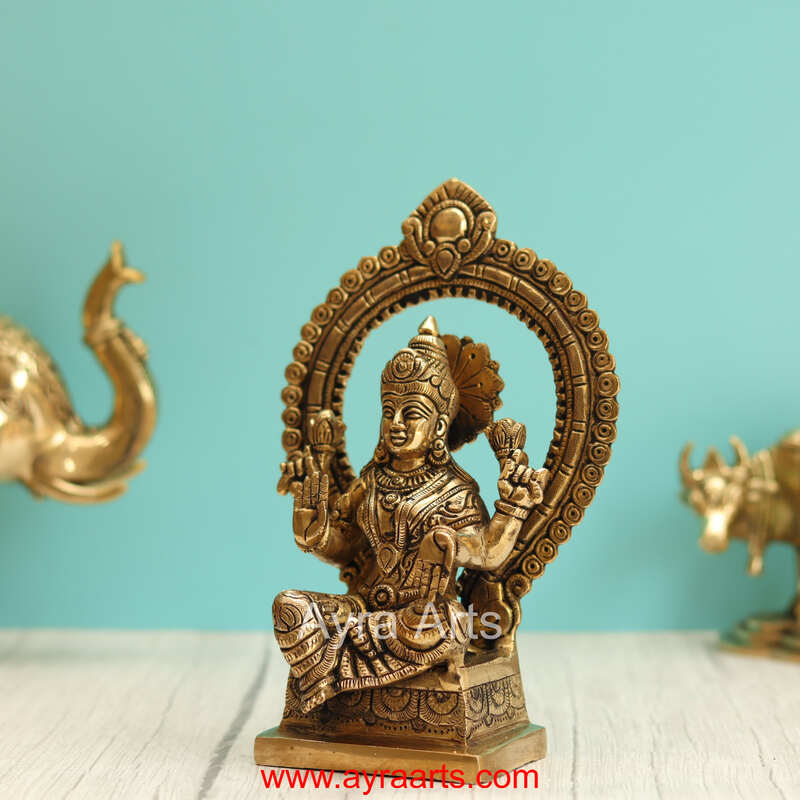 Brass Lakshmi Idol - 8.2 Inch Height