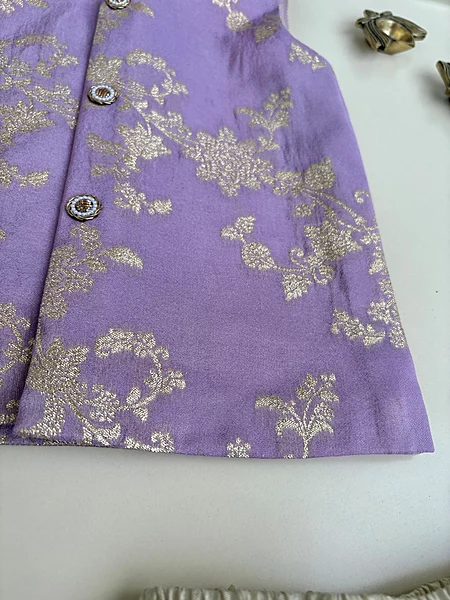 Lavender Lush Tissue Silk Kurta Dhoti Set