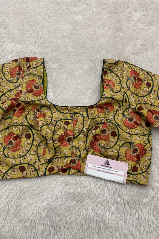 Yellow Kalamkari blouse