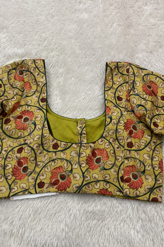 Yellow Kalamkari blouse
