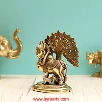 Brass Holy Kamadhenu Under The Kalpavrish Tree - 7 Inch Height