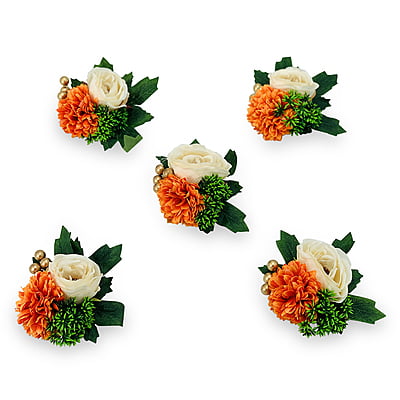Orange Carnation & Ivory Camellia Ready Bunch