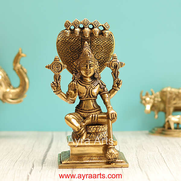 Brass Vishnu Murthi Idol - 9 Inch Height