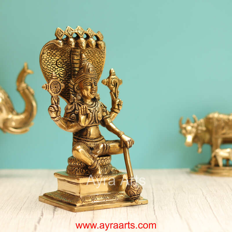 Brass Vishnu Murthi Idol - 9 Inch Height