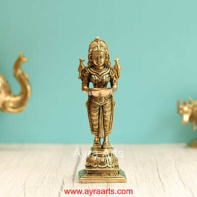 Brass Deep Lady Deepa Lakshmi - 8.2 Inch Height