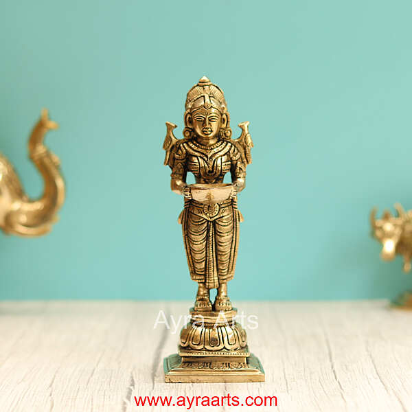 Brass Deep Lady Deepa Lakshmi - 8.2 Inch Height