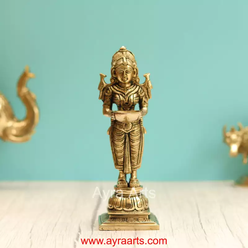 Brass Deep Lady Deepa Lakshmi - 8.2 Inch Height