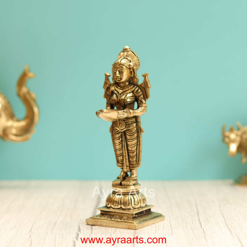 Brass Deep Lady Deepa Lakshmi - 8.2 Inch Height