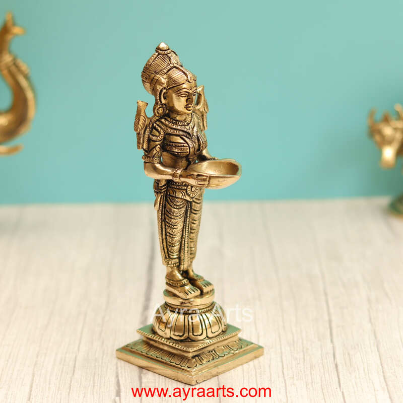 Brass Deep Lady Deepa Lakshmi - 8.2 Inch Height