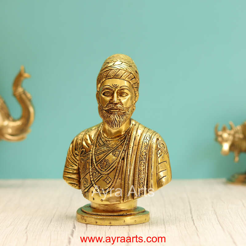 Brass Chatrapathi Shivaji Maharaja - 8 Inch Height