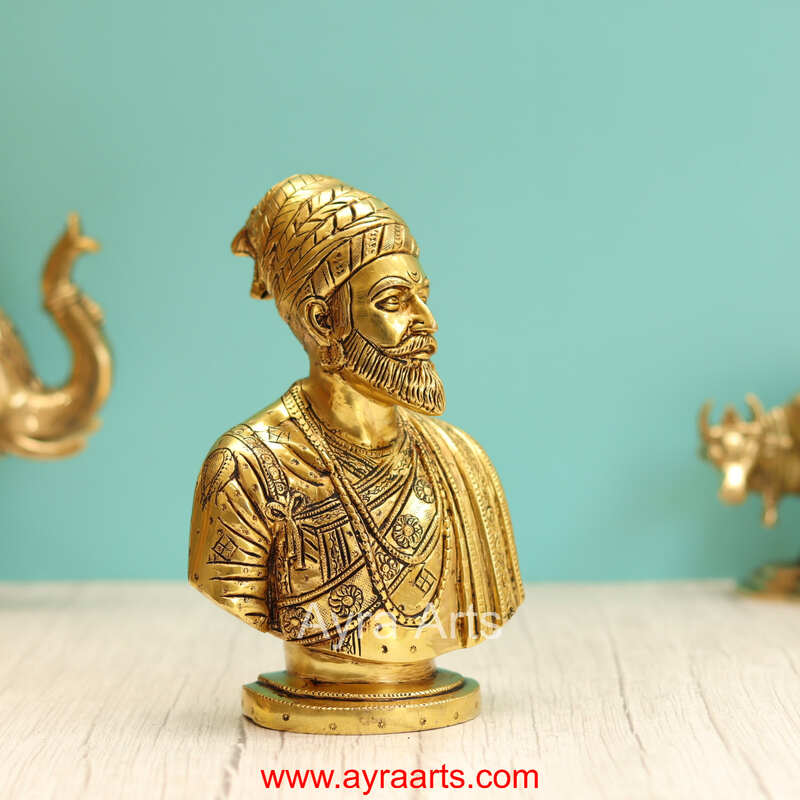 Brass Chatrapathi Shivaji Maharaja - 8 Inch Height