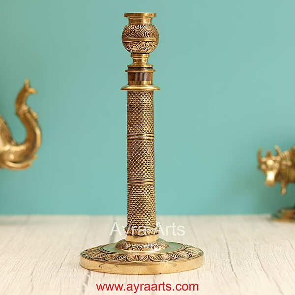 Brass Candle Holder Stand - 10 Inch Height