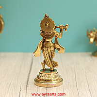Brass Krishna Idol - 7.5 Inch Height